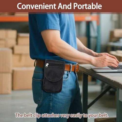 Vista 6 de Bolsa de herramientas con clip para cinturón, bolsa táctica universal para organizadores multiherramientas, funda de teléfono de nailon resistente