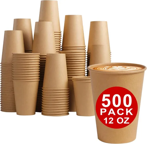Vista 15 de Lamosi 200 paquete de tazas de papel kraft de 10 onzas, tazas de café de papel desechables marrones, tazas sin blanquear para bebidas