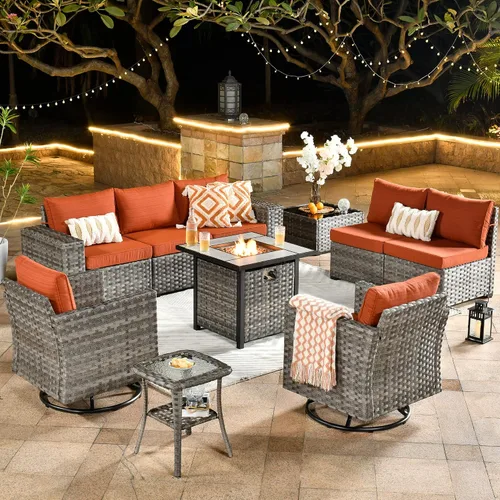 Vista 54 de HOOOWOOO Outdoor Patio Sectional Furniture Sofa Set with Widened Armrest,6 Piece Small Modern Wicker Couch,Modular L Shaped Conversation Seating Set