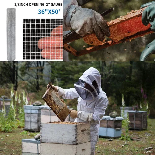 Vista 6 de AMAGABELI GARDEN & HOME Tela de hardware de 36 pulgadas x 50 pies, calibre 27, acero galvanizado, malla de alambre de pollo, malla para abejas