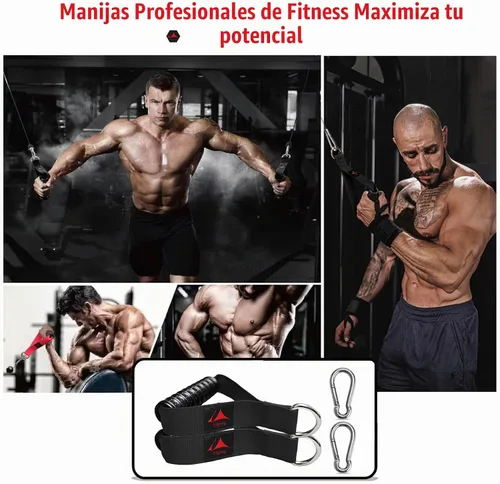 Vista 7 de Heavy Duty Gym Exercise Handles Attachment for Cable Machine,Resistance Band,Pulley System Home Fitness Workout Equipment, with Elastic Rubber Grip
