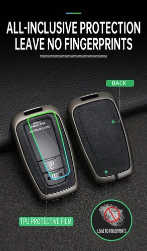 Vista 7 de ontto Funda para llave de coche con llavero de cuero y metal compatible con Toyota Camry CH-R CHR Prius RAV4 86 Corolla Yaris Land Cruiser llavero