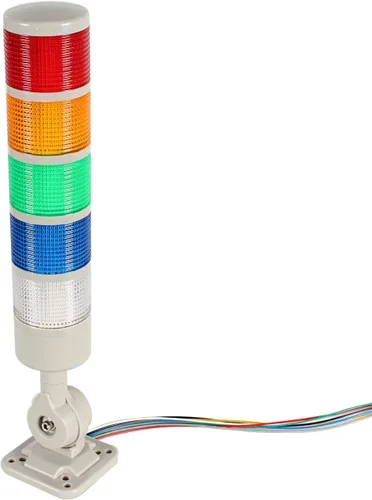 Vista 8 de Luces de Torre de Señal LED Apilables, Lámpara de Torre Columna de Advertencia de Señal Industrial Luces Andon con Base Giratoria, Luz Intermitente