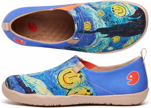 Vista 5 de UIN Zapatillas de lona para hombre, ligeras, planas, para caminar, informales, cómodas, pintadas, para viajes