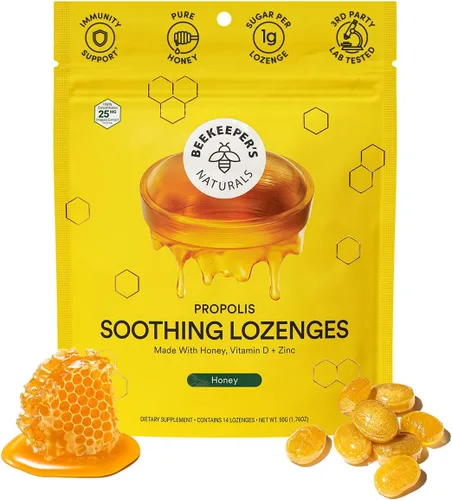 Vista 12 de Beekeeper's Naturals Pastillas Calmantes de Miel y Saúco para la Tos Apoyo Inmunológico con Vitamina D, Zinc y Propóleo Pastillas Calmantes