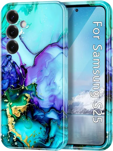 Vista 54 de Btscase para Samsung Galaxy S25, [Probado contra caídas de grado militar] Funda protectora de diseño de patrón de mármol, resistente, delgada