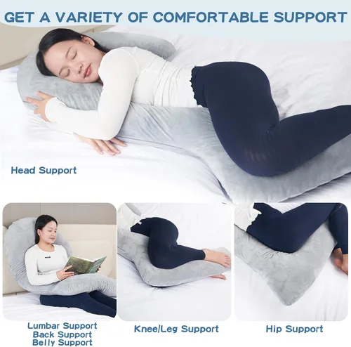 Vista 5 de SAHEYER Almohada corporal para dormir de lado, almohada de espuma viscoelástica de 68 pulgadas de largo con funda, almohada de cuerpo completo