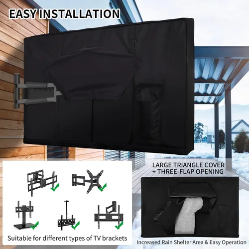 Vista 4 de Funda para TV al aire libre para invierno de 41-43 pulgadas - Forro resistente a los arañazos de fieltro, protector de pantalla de TV Oxford 600D