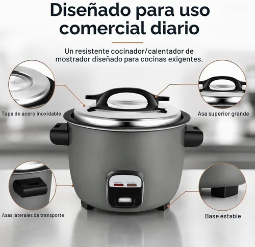 Vista 8 de Olla arrocera comercial de 40 tazas La olla arrocera de gran capacidad está diseñada para durar a través de un uso riguroso constante.