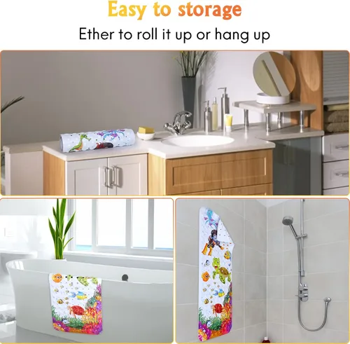 Vista 4 de Alfombra de baño antideslizante para bañera y ducha, lavable a máquina, antideslizante, con dibujos animados, con agujeros de drenaje y ventosas