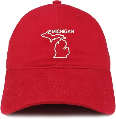 Vista 9 de Trendy Apparel Shop Michigan Text State Outline State - Sombrero de algodón bordado para papá