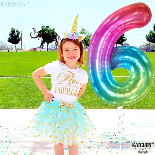 Vista 8 de Globos gigantes del número 60 para cumpleaños de niña – 40 pulgadas Globo arcoíris 60 para decoraciones de cumpleaños 60 para niñas Globos