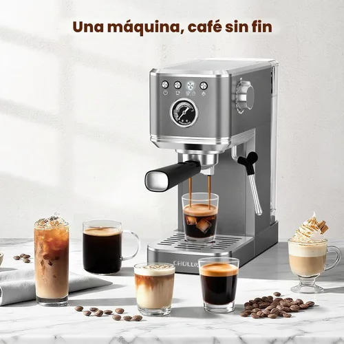 Vista 5 de CHULUX Elite - Máquina de café espresso con varita de vapor para capuchino Gris metálico
