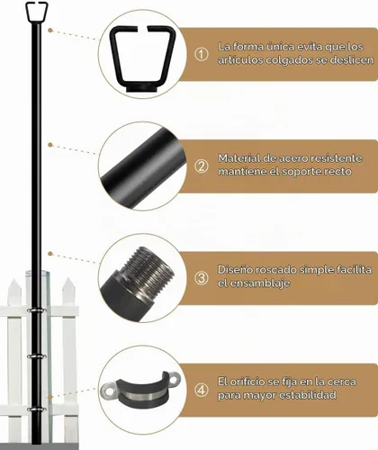 Vista 4 de Queension Postes de Luces de Cadena de Cubierta de 10 Pies para Luces de Cadena Exteriores para Jardín, Patio Trasero, Soporte de Iluminación