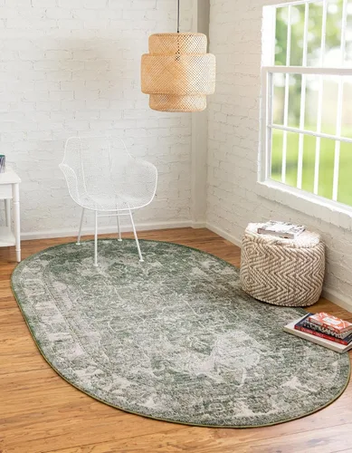 Vista 30 de Unique Loom colección Isabella - Alfombra de área Adjani (2 x 3 pies 1 pulgada, rectángulo, verde/ marfil)