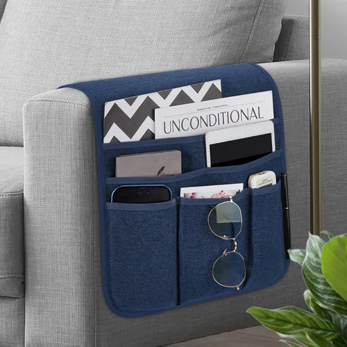 Vista 10 de Teniux - Organizador de apoyabrazos antideslizante con soporte para mando a distancia para sillón reclinable, con 5 bolsillos para revista, tableta
