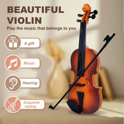 Vista 6 de Juguete de violín de 16 pulgadas para niños, juguetes de violín de 4 cuerdas, instrumentos musicales para niños, instrumento electrónico portátil