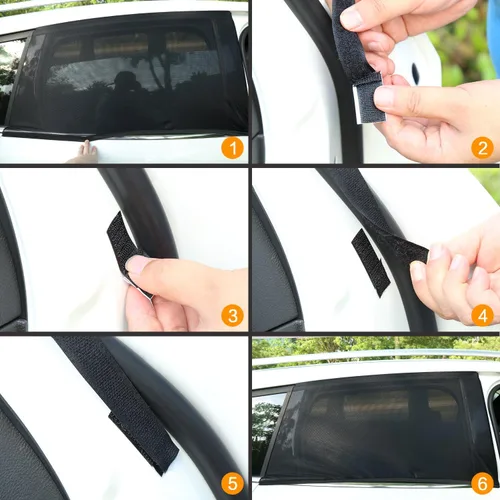 Vista 6 de Paquete de 2 cubiertas de malla para ventana de automóvil de 34" a 43", protector solar de pantalla de ventana lateral para automóvil para camping