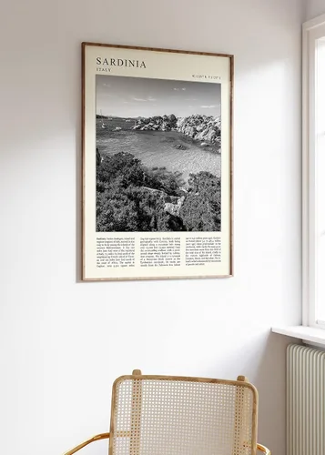 Vista 3 de Arte de pared de Cerdeña, impresión de pared de Cerdeña, arte de pared de Italia, arte de viaje vintage, arte de viaje en blanco y negro, viajes