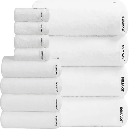 Vista 14 de SEMAXE Juego de toallas de baño familiar de 12 piezas - 100% algodón, 4 toallas de baño, 4 toallas de mano, 4 paños, ultrasuave y súper absorbente
