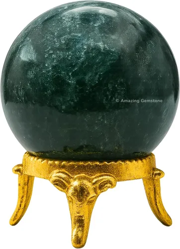 Vista 43 de Amazing Gemstone Bola de cristal de Amazonita con soporte, bolas de meditación de esfera de cristal de 2 pulgadas para brujería y bolas decorativas
