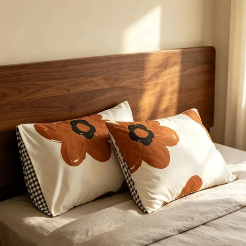 Vista 4 de CLOTHKNOW - Juego de 2 fundas de almohada negras con girasoles, de tamaño estándar, beige, con flores, fundas de almohada de tamaño estándar