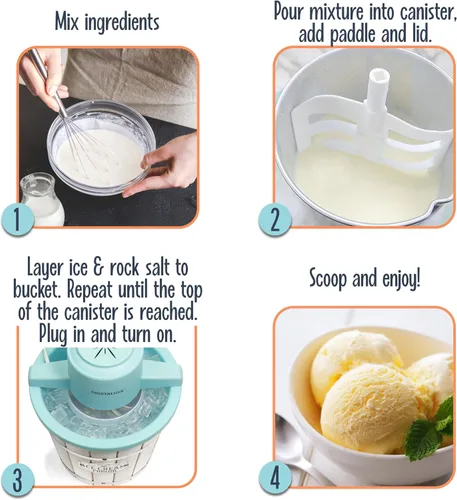 Vista 4 de Nostalgia Máquina Eléctrica de Helados – Estilo Salón, Máquina de Helado Suave a la Antigua Hace Yogur Congelado o Gelato en Minutos - Divertido