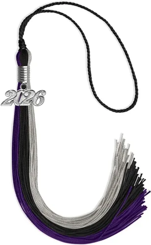 Vista 32 de Endea Graduation Borla de triple color con gota de fecha plateada (negro/dorado/granate, 2020)