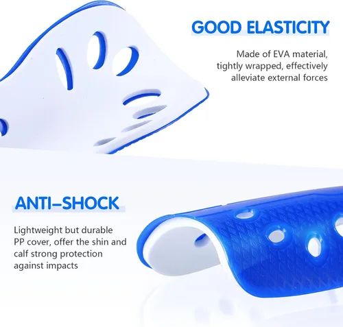 Vista 7 de Artibetter 2 pares de espinilleras de fútbol para niños con correas ajustables, equipo de fútbol perforado transpirable para niños y niñas,