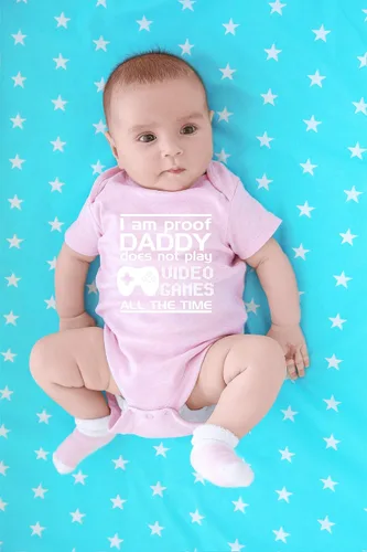 Vista 10 de CBTwear Proof Daddy Does Not Play Video Games All the Time – Ropa de bebé – Divertido body para recién nacido para niños y niñas