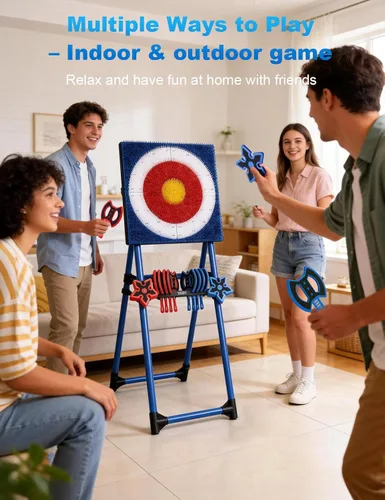Vista 4 de Axe Throwing Game for Backyard with 8 Axes & 8 Star Darts,Axe Throwing Game Set for Indoor & Outdoor,Yard,Camping,Backyard