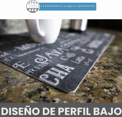 Vista 5 de Drymate Tapete para cafetera, (accesorio de barra de estación de café) protege las encimeras de cocina de derrames, manchas y arañazos, absorbente