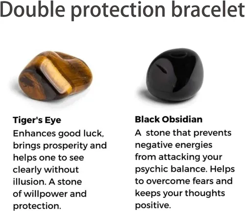 Vista 4 de Brazalete hecho a mano con letra inicial del nombre, las cuentas son de ónix negro u ojo de tigre, la cuerda es trenzada, un brazalete lleno