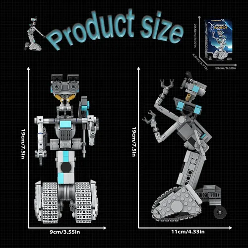 Vista 2 de Juguetes de Construcción de Robot Johnny 5, Figuras de Robot de la Película Cortocircuito, Kit de Construcción de Modelo de Robot, Set de Bloques
