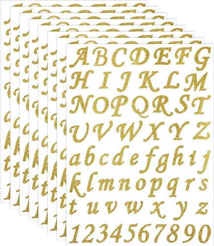 Vista 8 de Spakon 8 hojas de calcomanías de letras de vinilo adhesivas de Navidad, calcomanías de alfabeto autoadhesivas, calcomanías de números para buzón