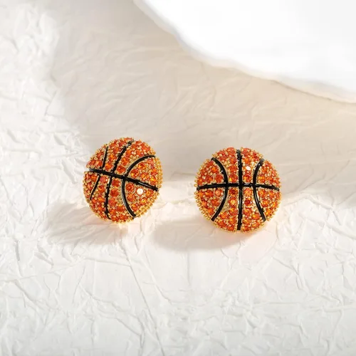 Vista 4 de LILIE&WHITE Aretes de pelota de baloncesto, fútbol, béisbol, sóftbol, voleibol, tenis, rugby, aretes deportivos para mujeres, fanáticos del