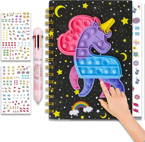 Vista 2 de windrio Cuaderno de burbujas para niños, cuaderno de burbujas para niñas, cuaderno de espiral para niños, diario de 8.1 x 5.7 pulgadas con 8