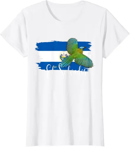Vista 22 de Camiseta con la bandera de El Salvador, mapa de El Salvador, camiseta de Salvador para mujer, Negro