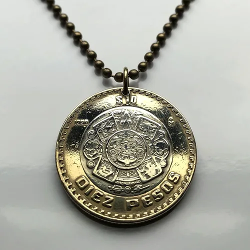 Vista 3 de 2021 México 10 Pesos moneda colgante azteca sol calendario piedra del sol piedra del sol escultura Méxica Tonatiuh Tlaltecuhtli Yohualtecuhtli