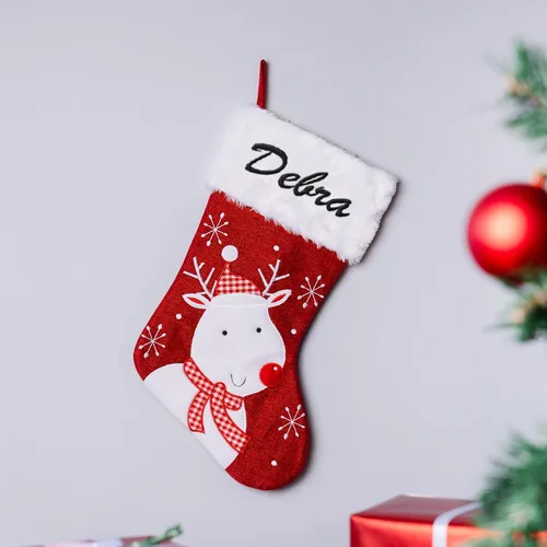 Vista 6 de Medias de Navidad personalizadas con nombre, 7 diseños, 6 fuentes, medias familiares personalizadas para Navidad, vacaciones y familia para Gnomo
