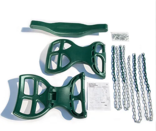 Vista 7 de Gorilla Playsets 04-0037-G Columpio de planeador de doble paseo espalda con espalda tándem, verde, cadenas recubiertas de plástico verde, columpio