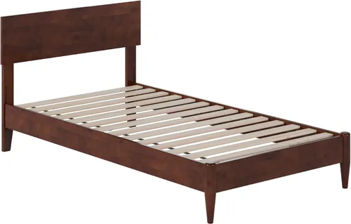 Vista 9 de AFI, Aria - Cama de plataforma moderna de perfil bajo de madera maciza, tamaño individual, nogal Nuez