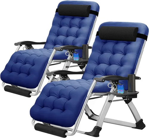Vista 24 de MOPHOTO Silla de gravedad cero, silla de salón acolchada para exteriores con mesa lateral, silla reclinable de gravedad cero, silla reclinable