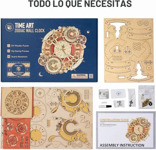Vista 6 de ROKR - Rompecabezas de madera 3D para adultos - Kit de rompecabezas de reloj de madera - Kits de modelo de madera para construir para adultos