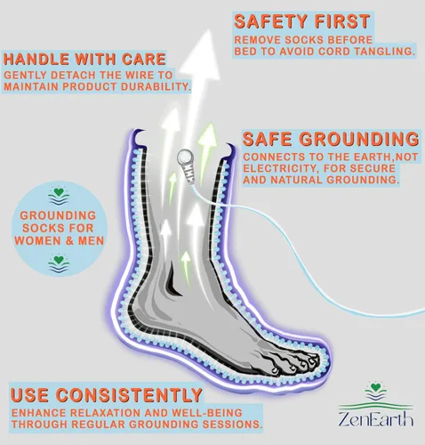 Vista 4 de ZenEarth - Calcetines de tierra para mujeres y hombres. Calcetines Earthing con hilo conductor de plata pura 99% para calma y bienestar.