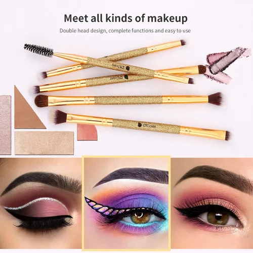 Vista 4 de DUcare Juego de brochas de sombra de ojos + juego de limpiador de brochas de maquillaje