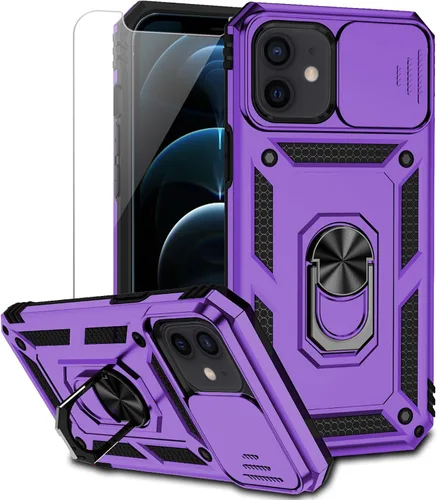 Vista 14 de Funda para iPhone 12 Mini con cubierta para lente de cámara, protector de pantalla HD, doble capa de protección contra caídas de grado militar