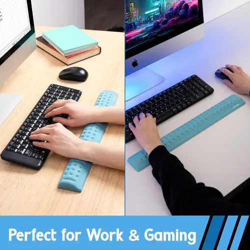 Vista 7 de i-Rocks Reposamuñecas de Espuma Viscoelástica para Teclado - Reposamuñecas que Reduce el Dolor para Teclado de Computadora - Reposamuñecas con Base