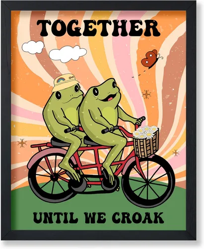 Vista 21 de Poster Master All That Is Meant To Be Poster - Retro Frog on Mushroom Print - Meditation Art - Motivational Design - Preppy Print - Trendy Decor