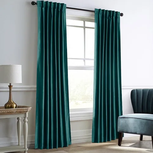 Vista 10 de Dreaming Casa Cortinas de Terciopelo Negro Oscurecedoras para Sala de Estar con Aislamiento Térmico Bolsillo para Varilla Pestaña Trasera Cortina